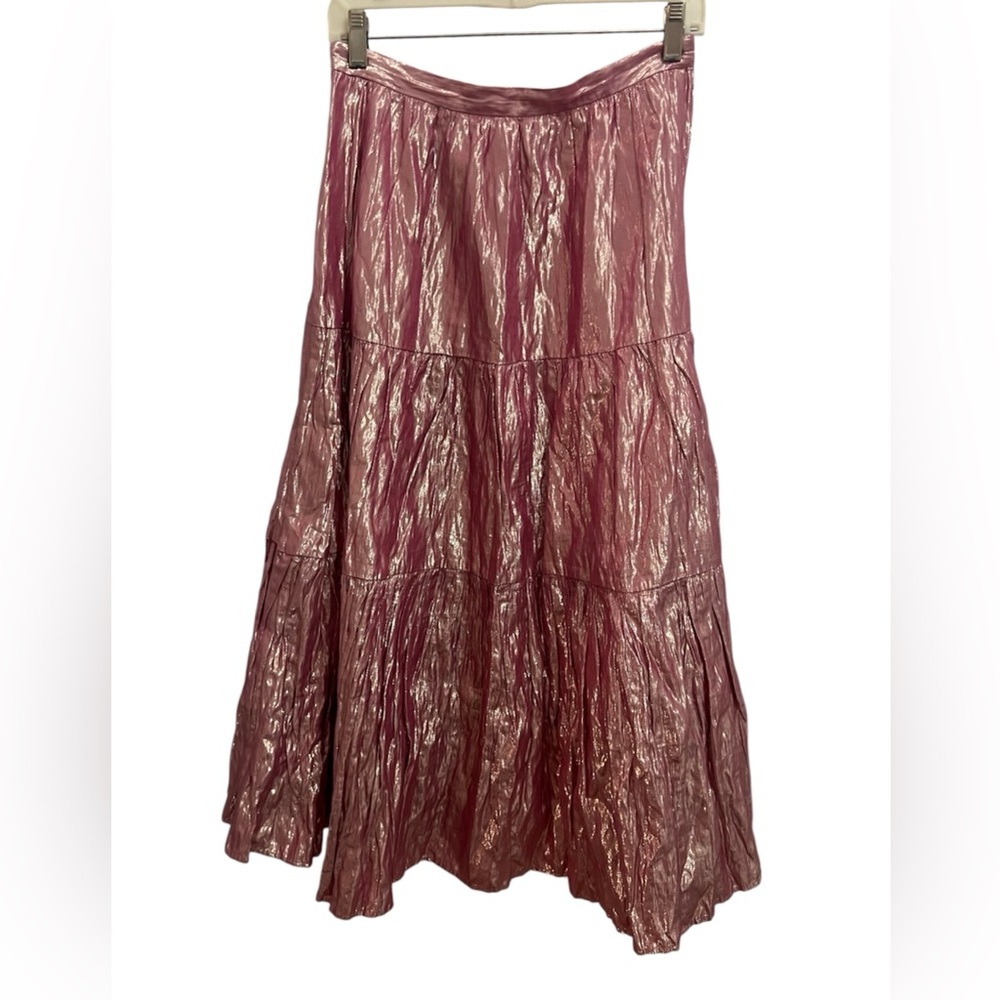 Anthropologie Maeve  Alicia Crinkled Metallic Maxi Skirt - Size 8 - Picture 4 of 7